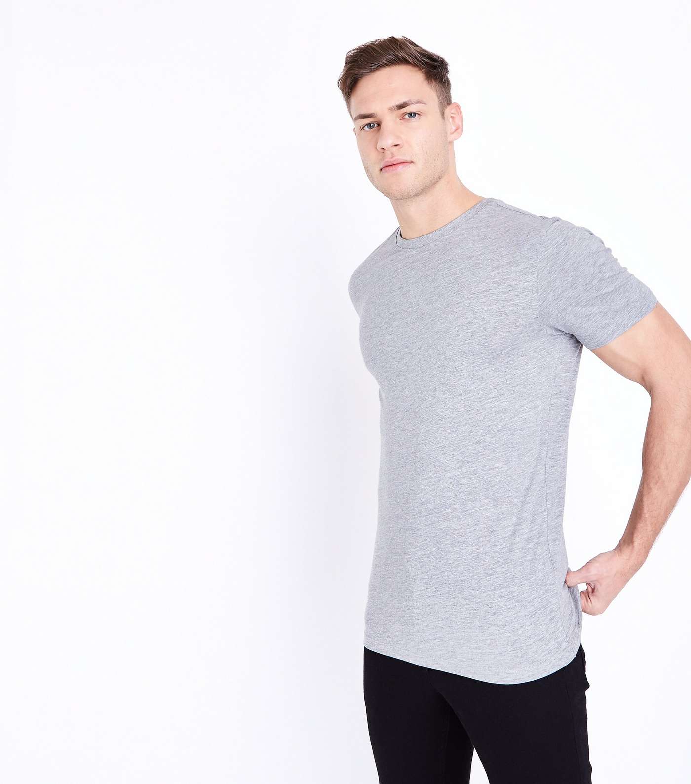 Grey Short Sleeve Muscle Fit T-Shirt