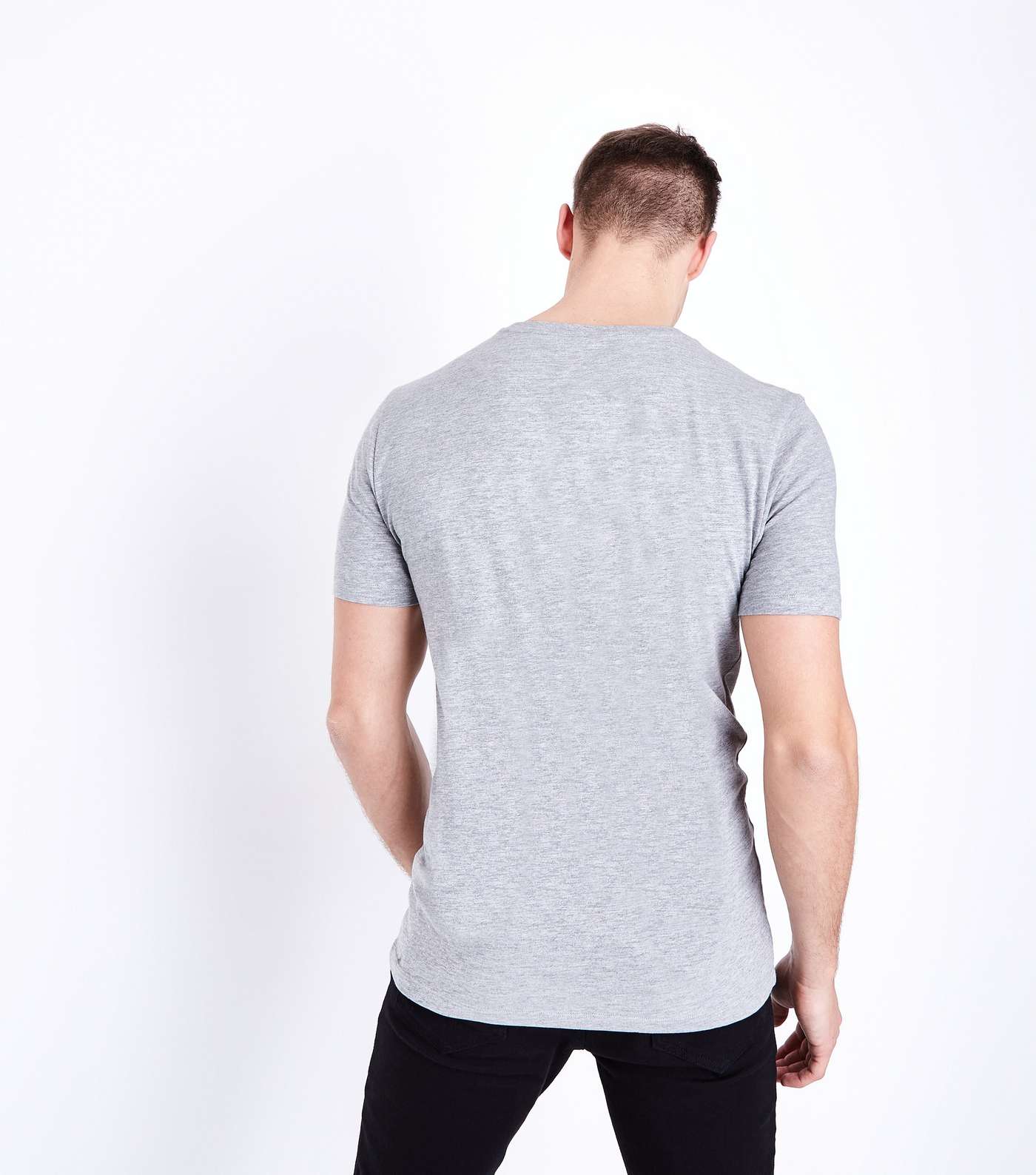 Grey Short Sleeve Muscle Fit T-Shirt Image 3