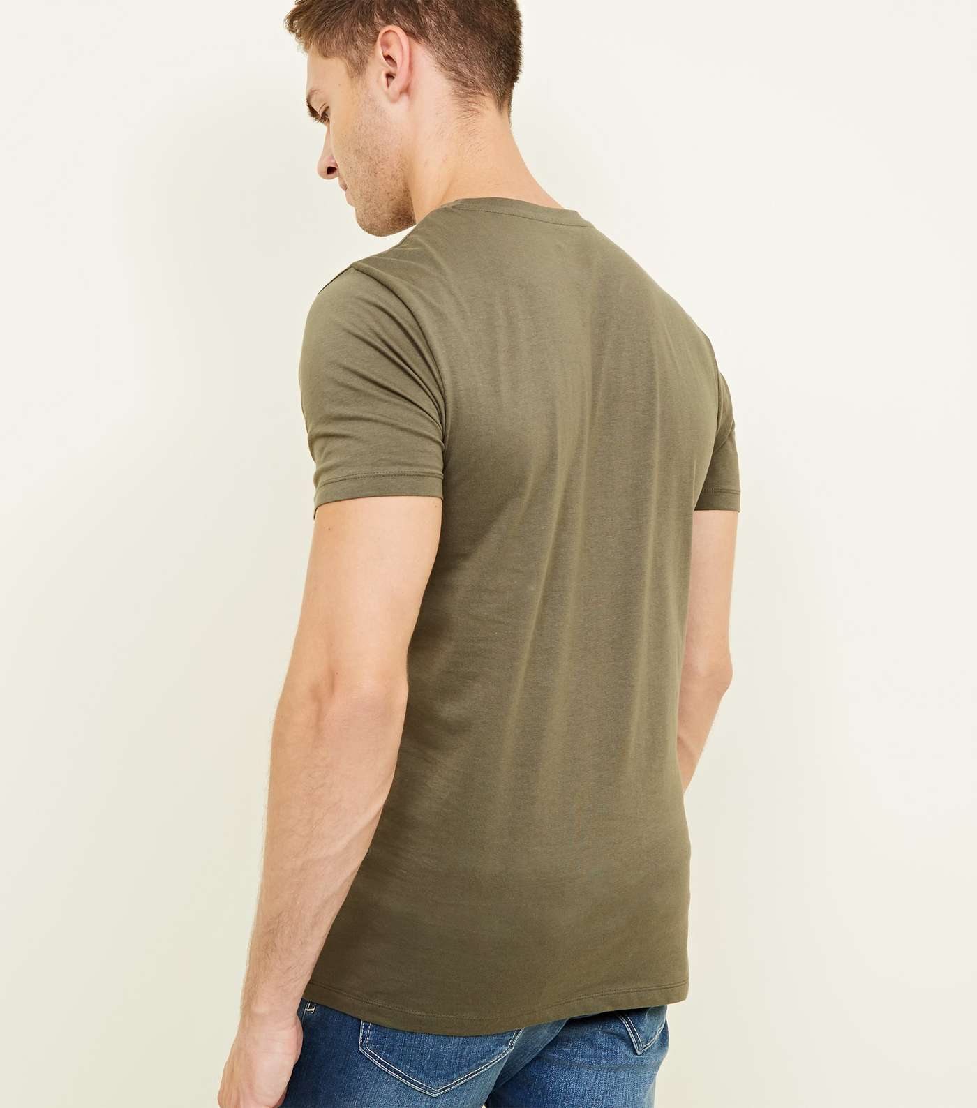 Khaki Short Sleeve Muscle Fit T-Shirt Image 3