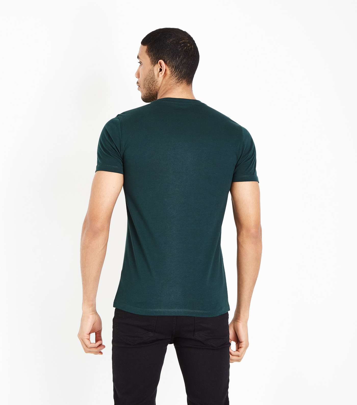 Dark Green Short Sleeve Muscle Fit T-Shirt Image 3