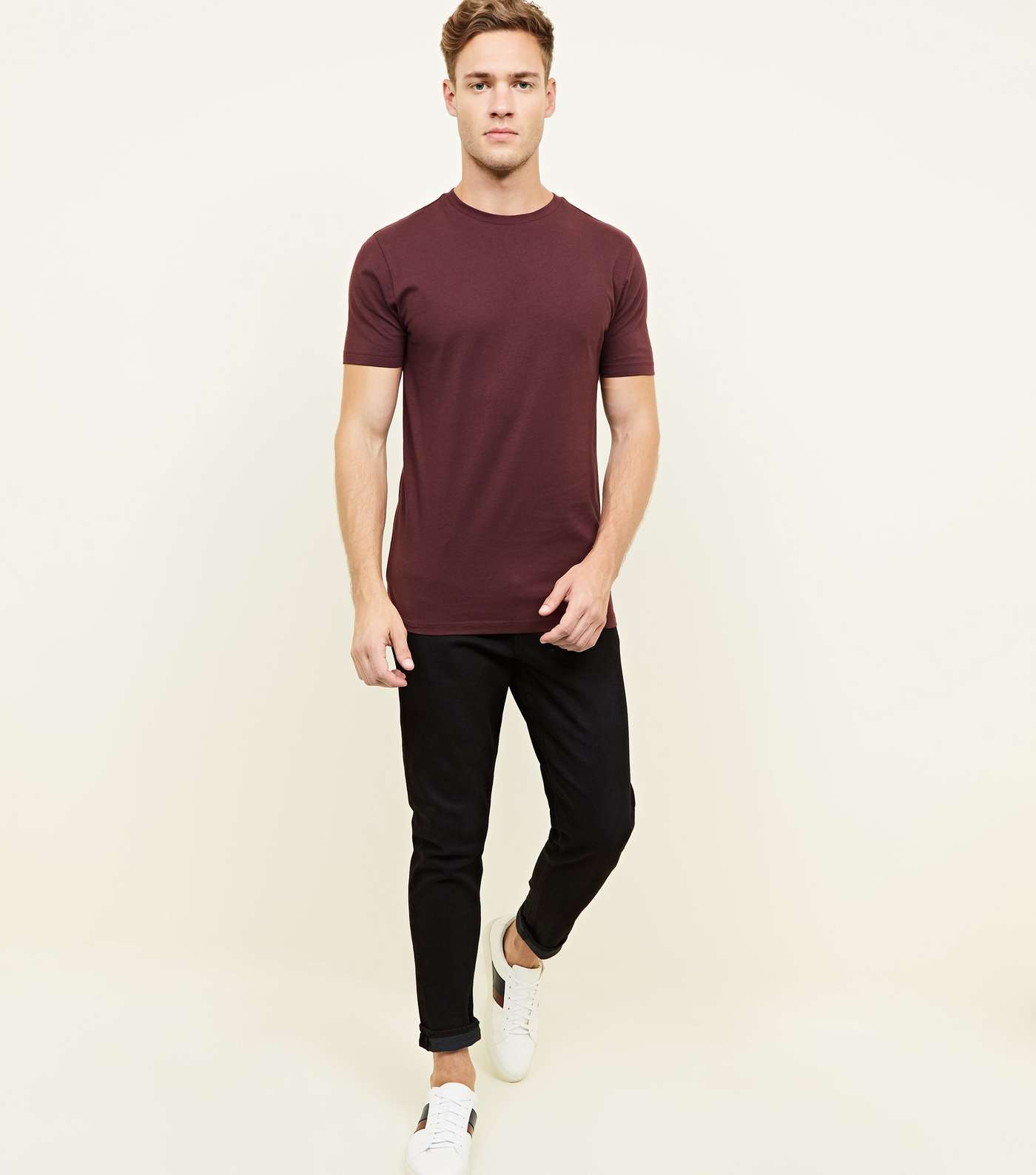 Burgundy Short Sleeve Muscle Fit T-Shirt Image 2