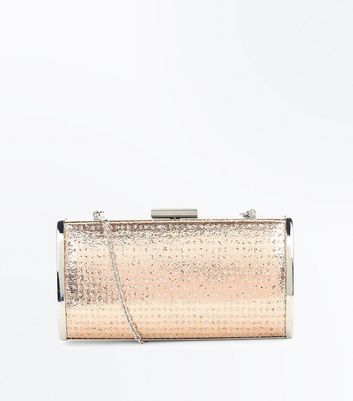 rose gold embellished clutch bag