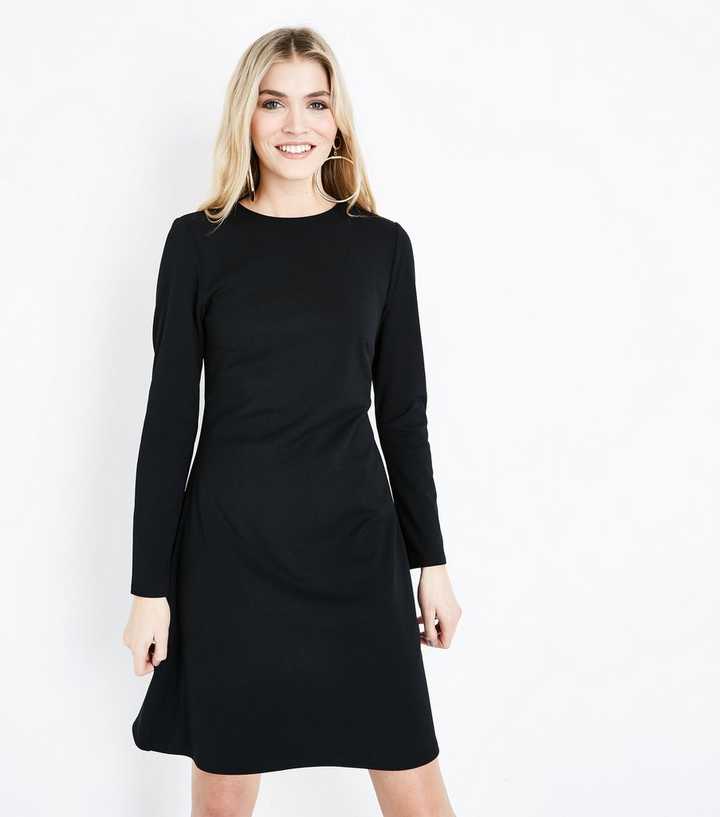 Tall Black Cut Out Back Crepe Tunic Dress