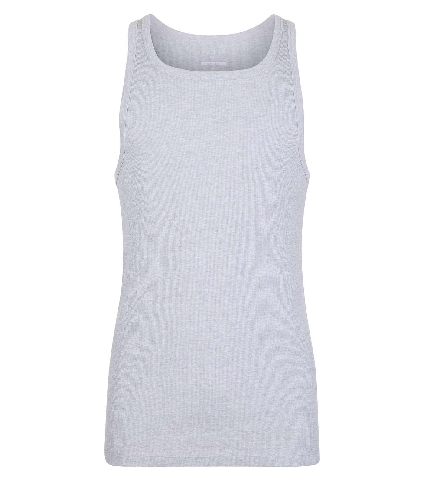 Grey Marl Muscle Fit Ribbed Vest Image 4
