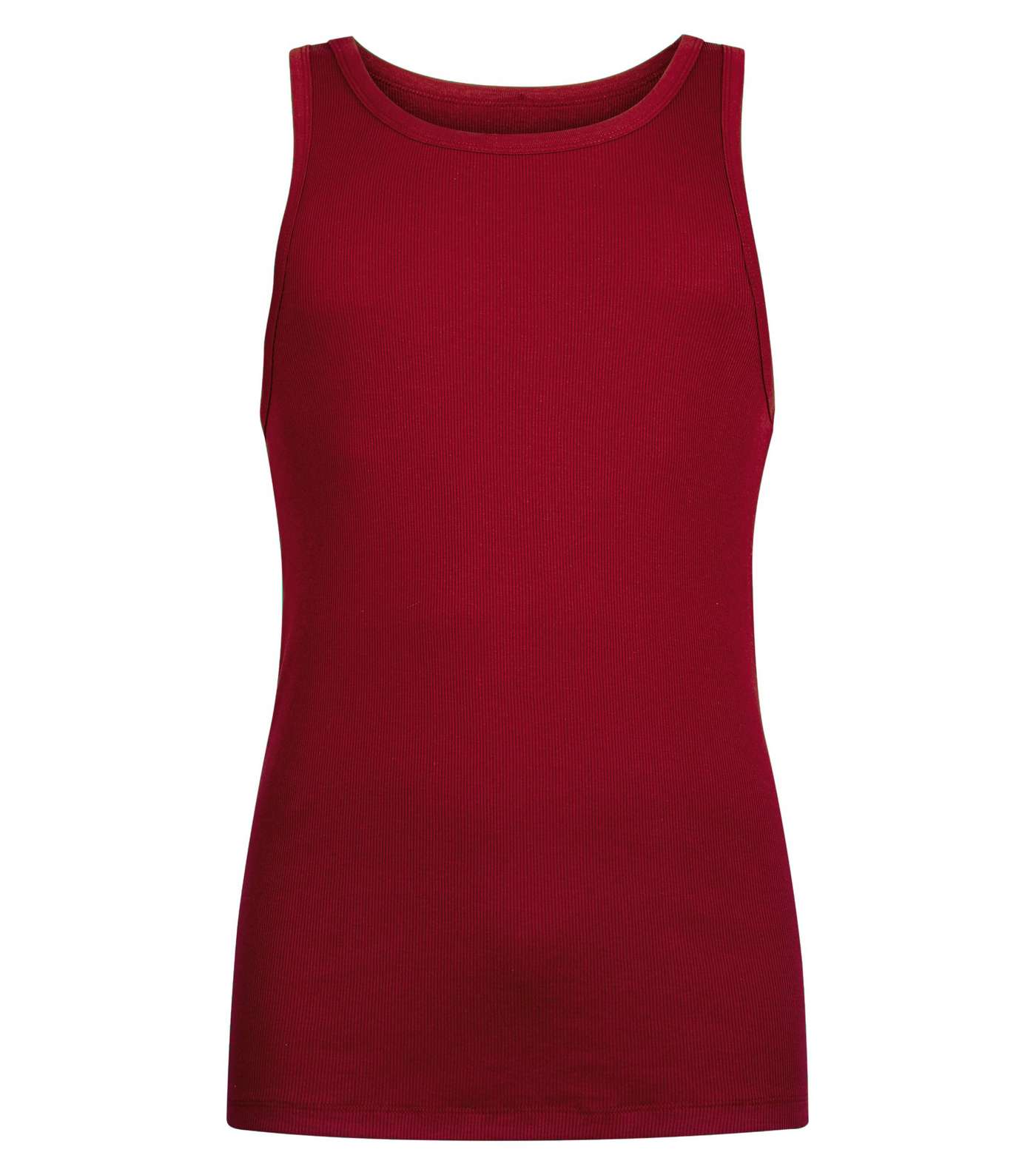 Dark Red Muscle Fit Ribbed Vest Image 4