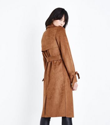 new look suede trench coat