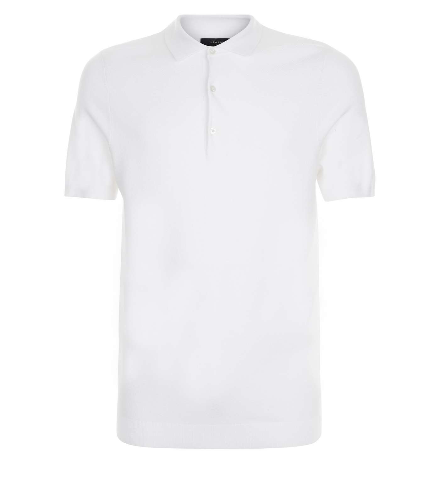 White Knit Slim Fit Polo Shirt Image 4