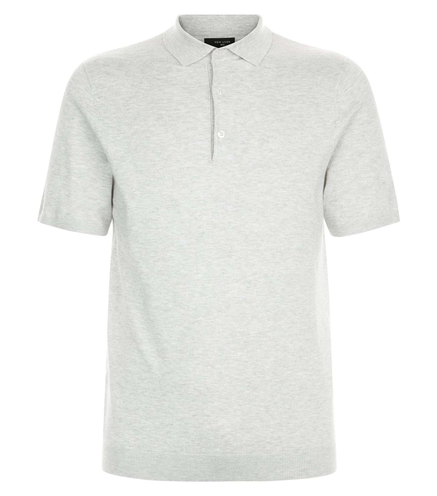 Grey Knit Muscle Fit Polo Shirt Image 4