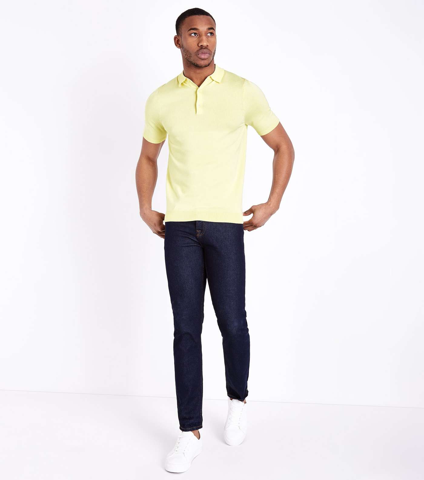 Pale Yellow Muscle Fit Polo Shirt Image 2