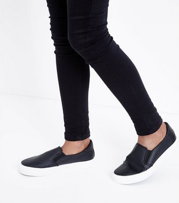 Girls black hot sale slip on sneakers