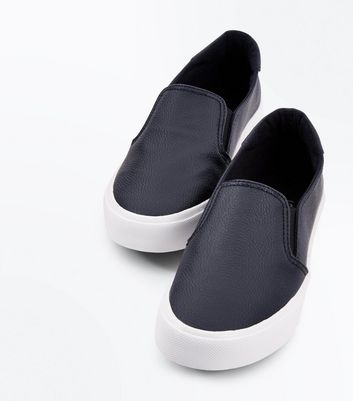 new look black slip on shoes