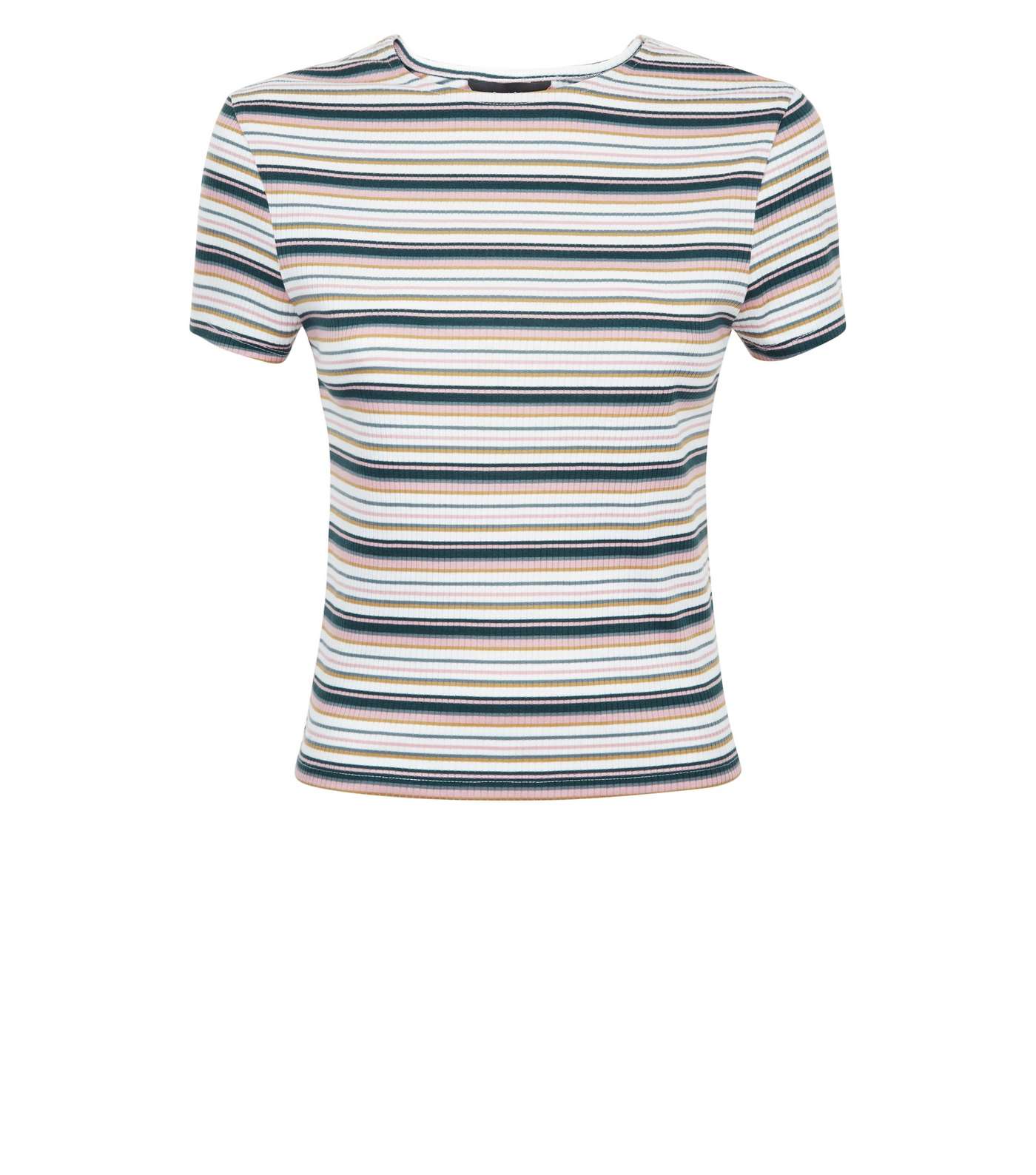 Multi Coloured Stripe Ribbed T-Shirt Image 4