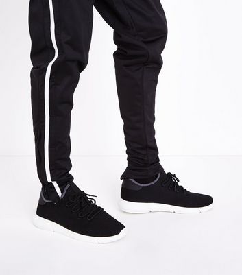 Black Knitted Runner Trainers | New Look