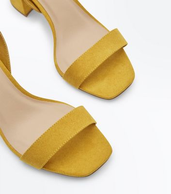 Wide Fit Mustard Mid Heel Shoes ASOS DESIGN Wide Fit Peaked