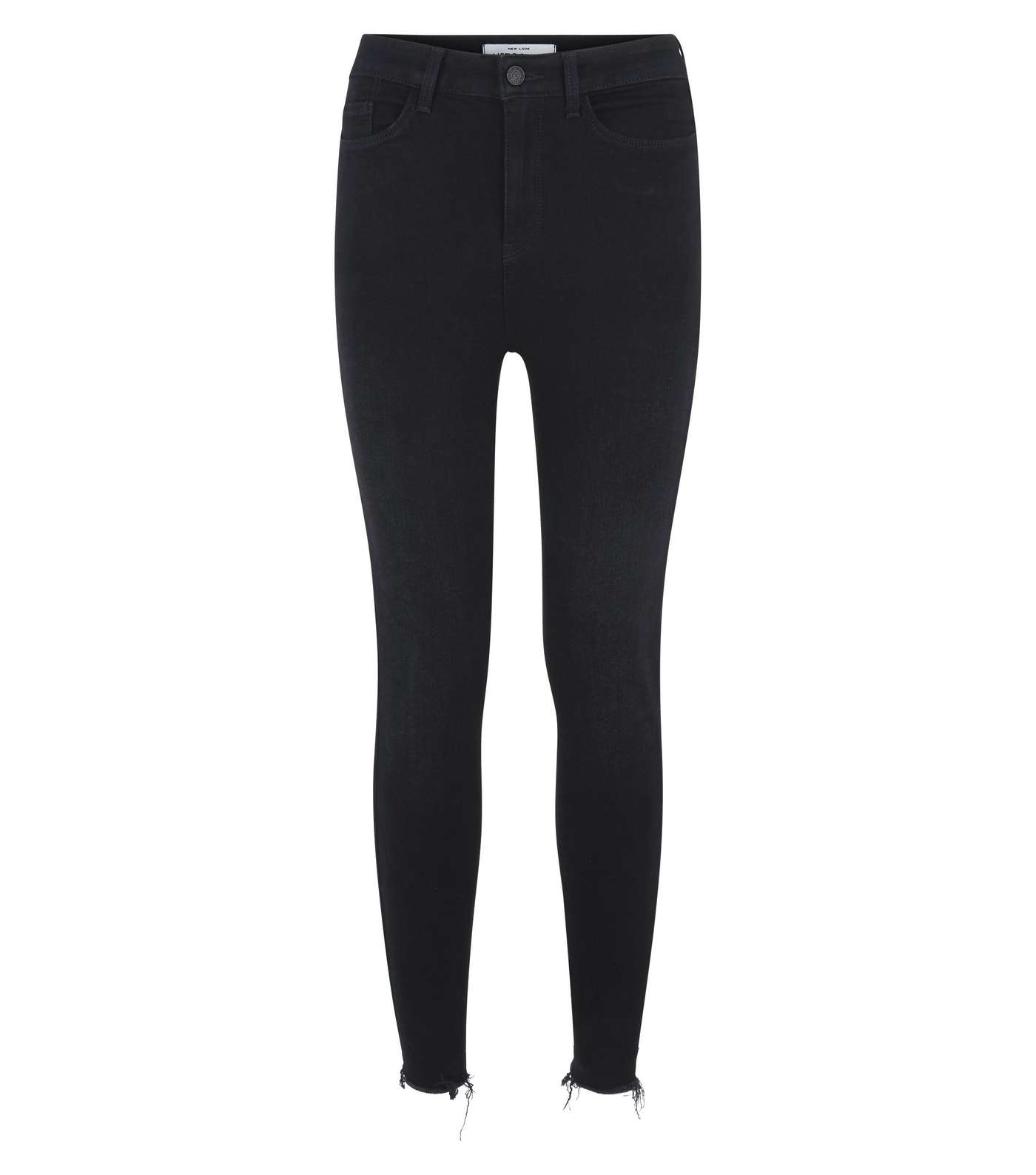 Black High Rise Fray Hem Skinny 'Lift & Shape' Jeans Image 4