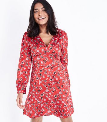 petite red floral dress