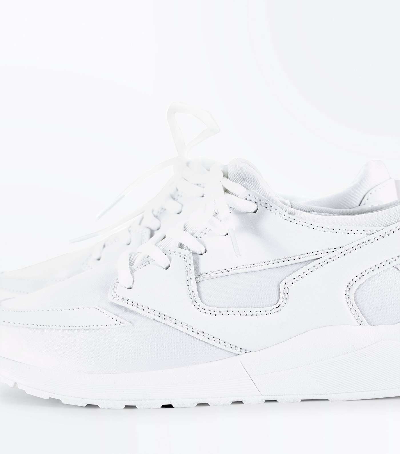 White Panelled Chunky Sole Trainers Image 4