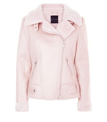 pink faux fur aviator jacket
