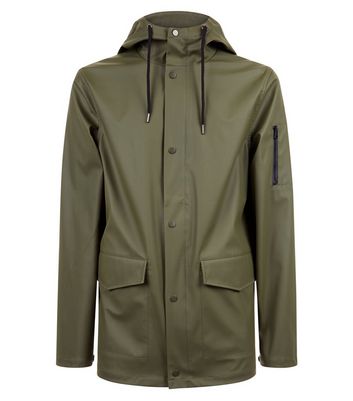 Khaki Hooded Rain Coat New Look