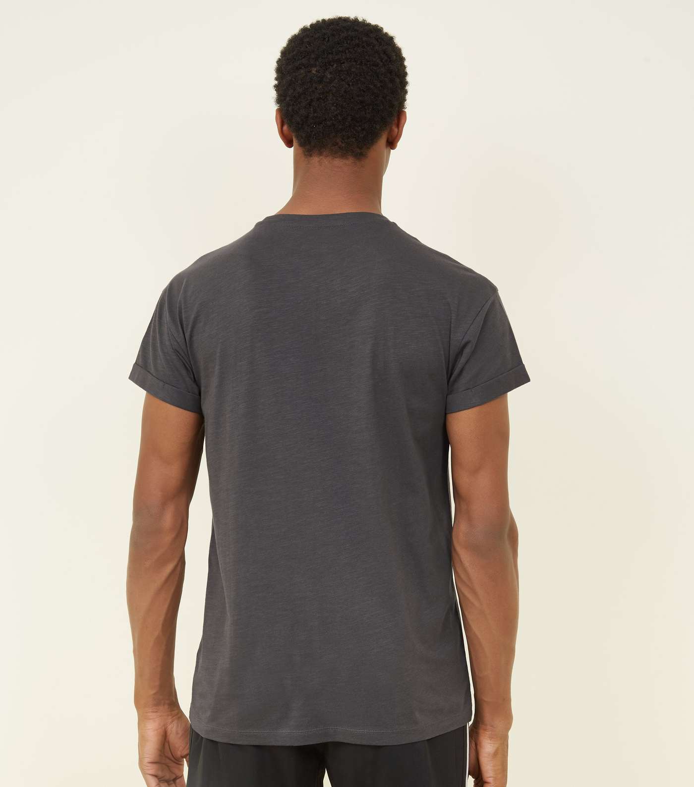 Dark Grey Rolled Sleeve T-Shirt Image 3