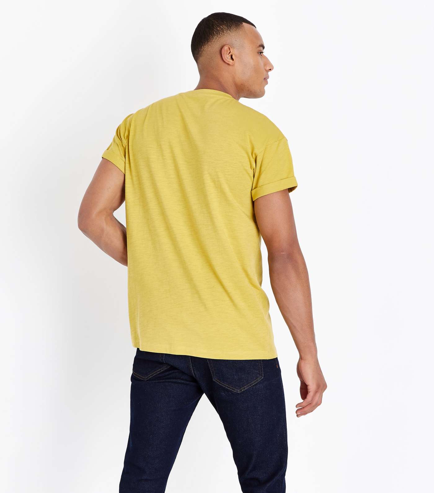 Mustard Yellow Rolled Sleeve T-Shirt Image 3