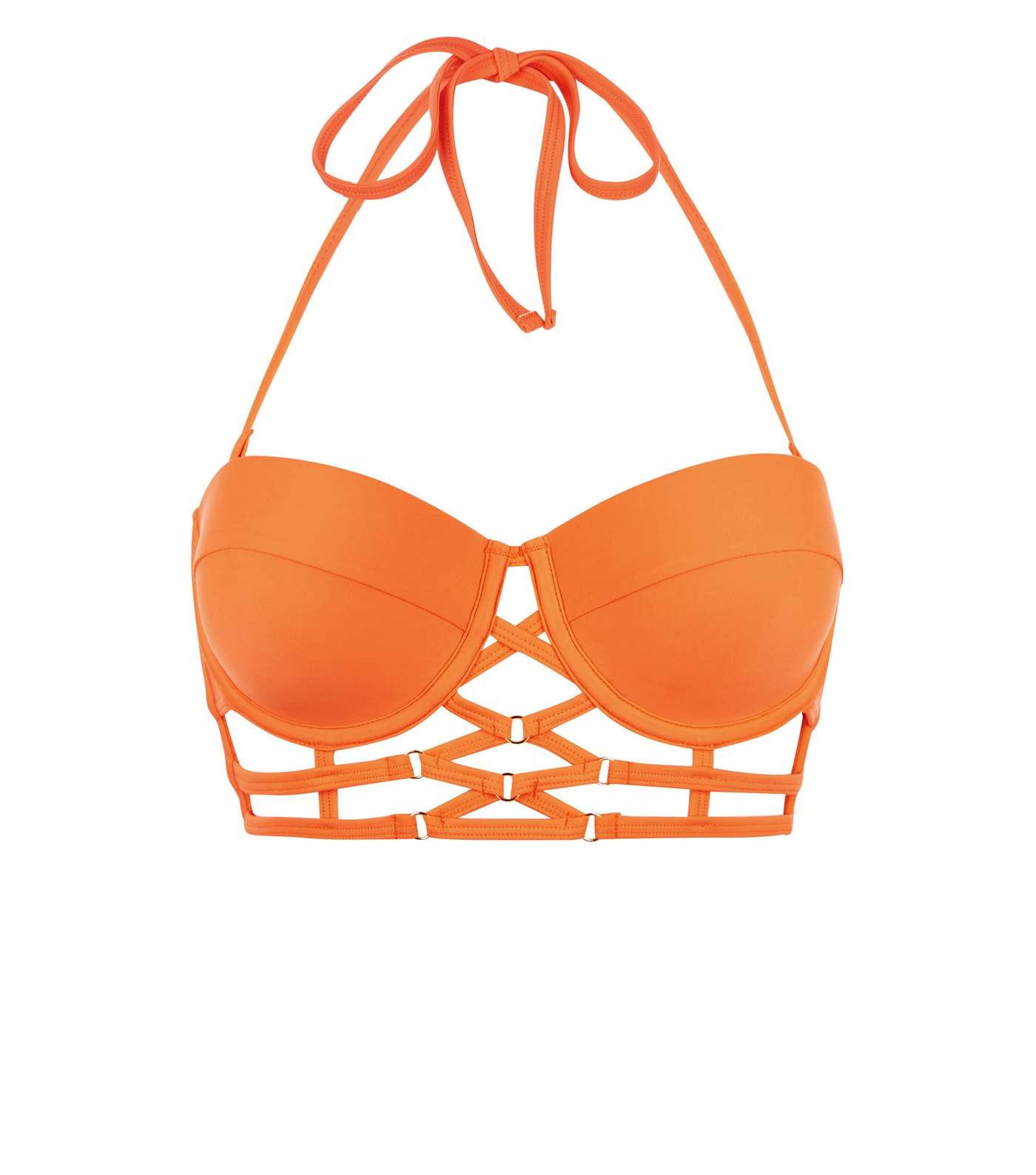 Bright Orange Strappy Cage Bikini Top  Image 4