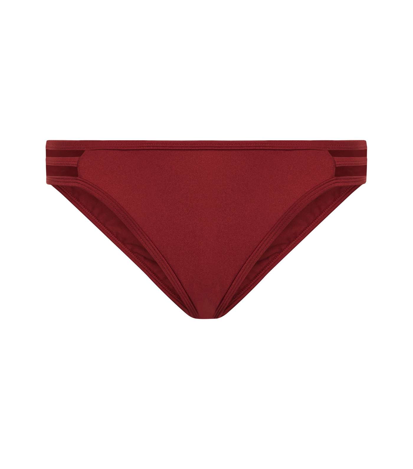 Dark Red Strappy Cage Side Bikini Bottoms  Image 4