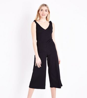 new look black ribbed jumpsuit
