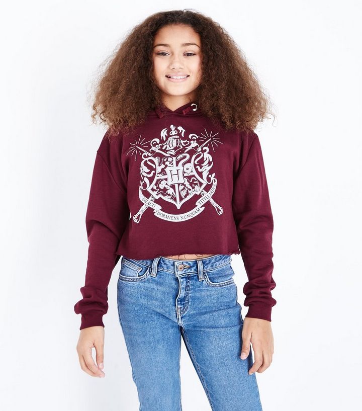 Teens Burgundy Harry Potter Hogwarts Logo Hoodie | New Look