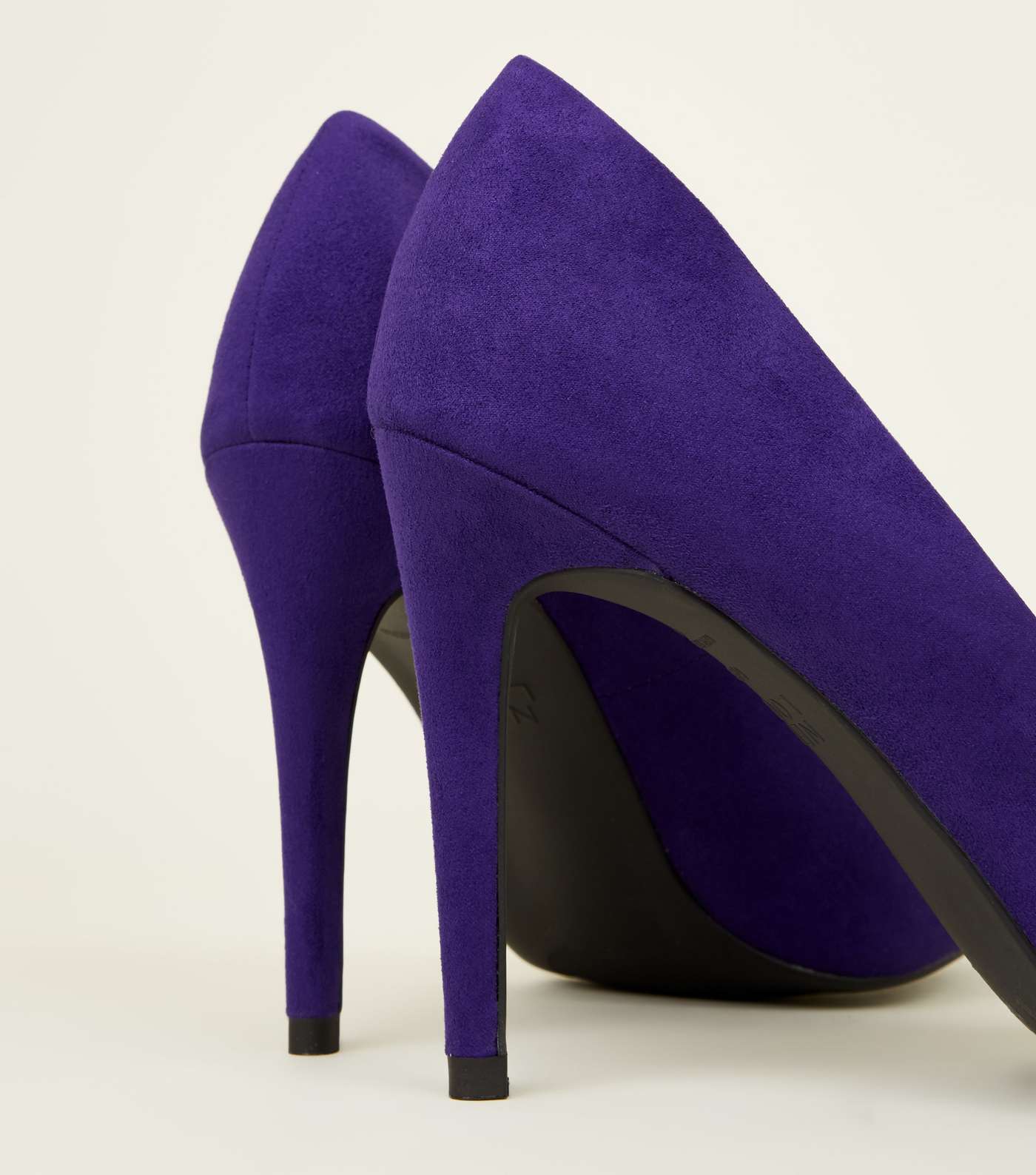Deep Purple Suedette Pointed Court Shoes Image 4