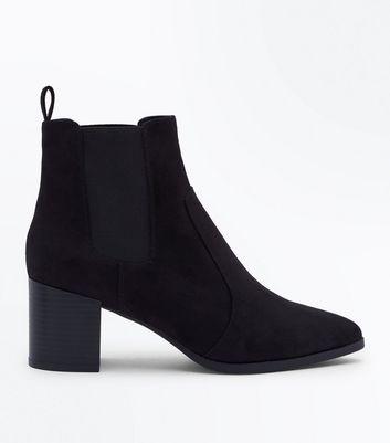 Black Suedette Pointed Heeled Chelsea 