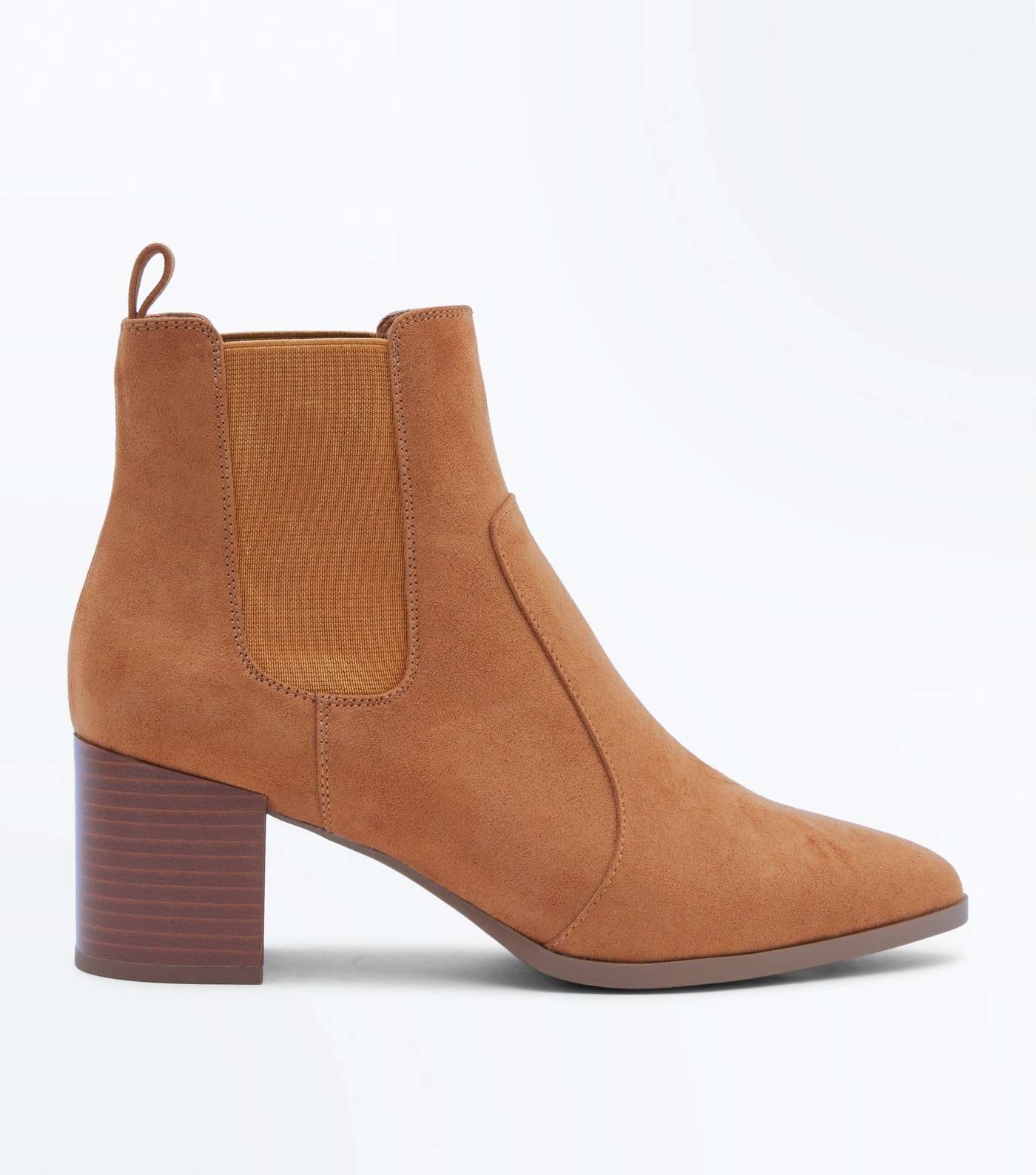 Tan Suedette Pointed Heeled Chelsea Boots