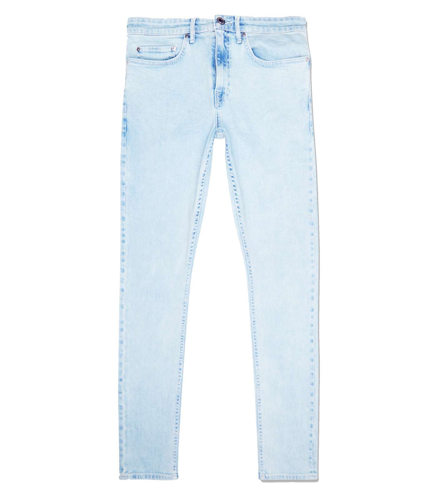 Pale Blue Bleach Wash Stretch Skinny Jeans Image 4