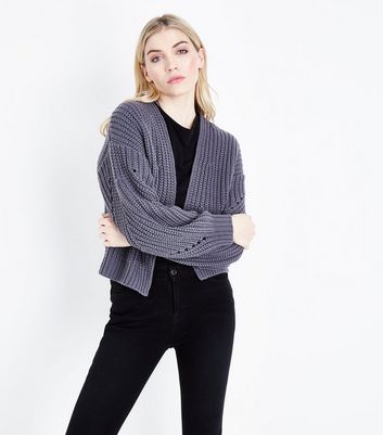 dark grey cropped cardigan