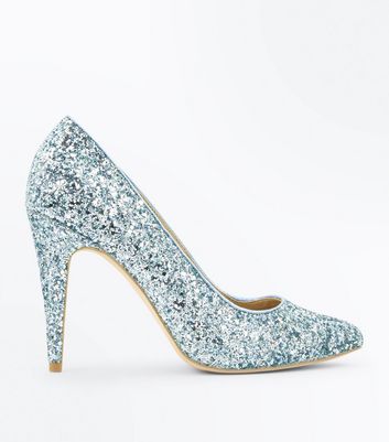 Mint Green Glitter Pointed Court Shoes 