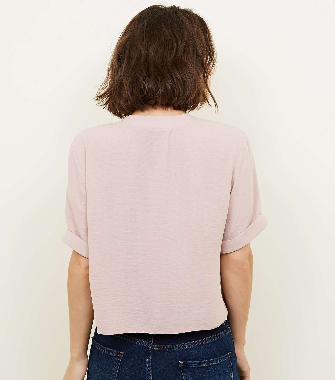 Pale Pink V-Neck Boxy Shirt Image 3