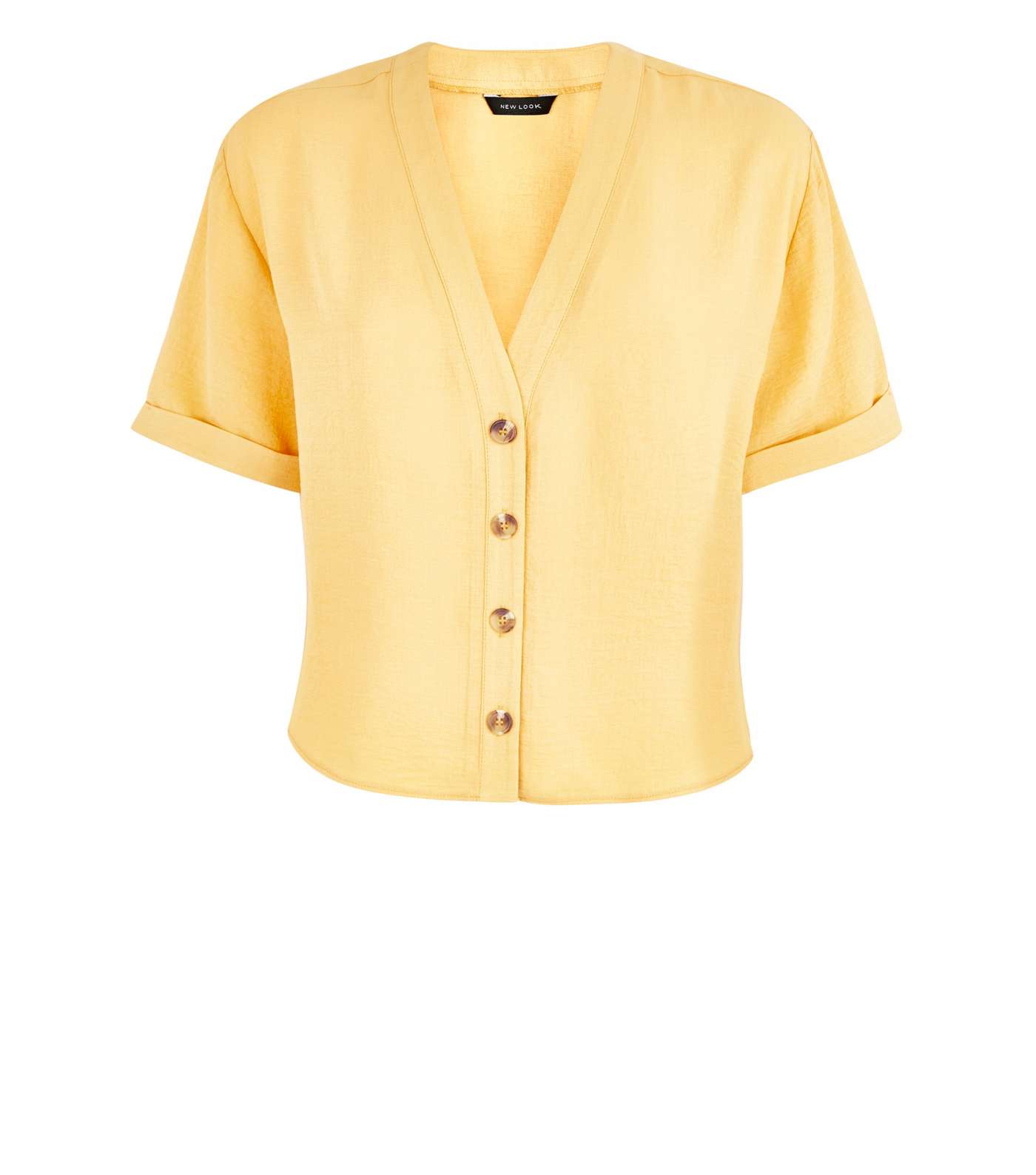 Mustard V-Neck Boxy Shirt  Image 4