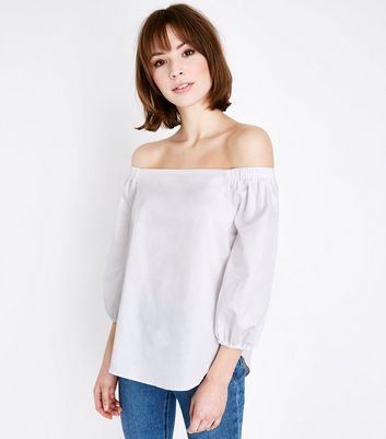 white cotton bardot top