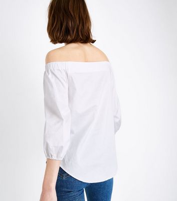 white cotton bardot top