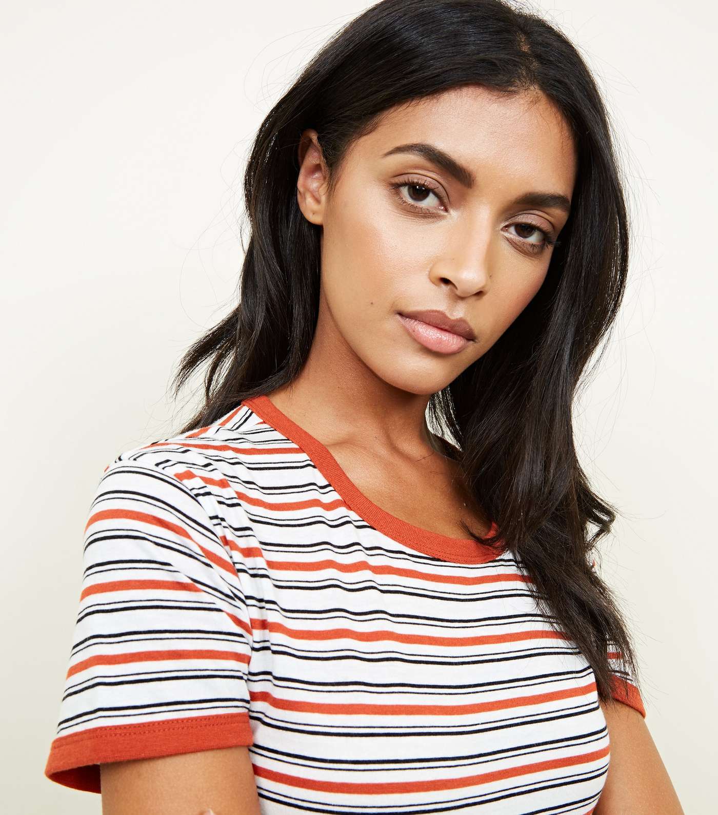 Brown Multi Stripe Ringer T-Shirt  Image 5