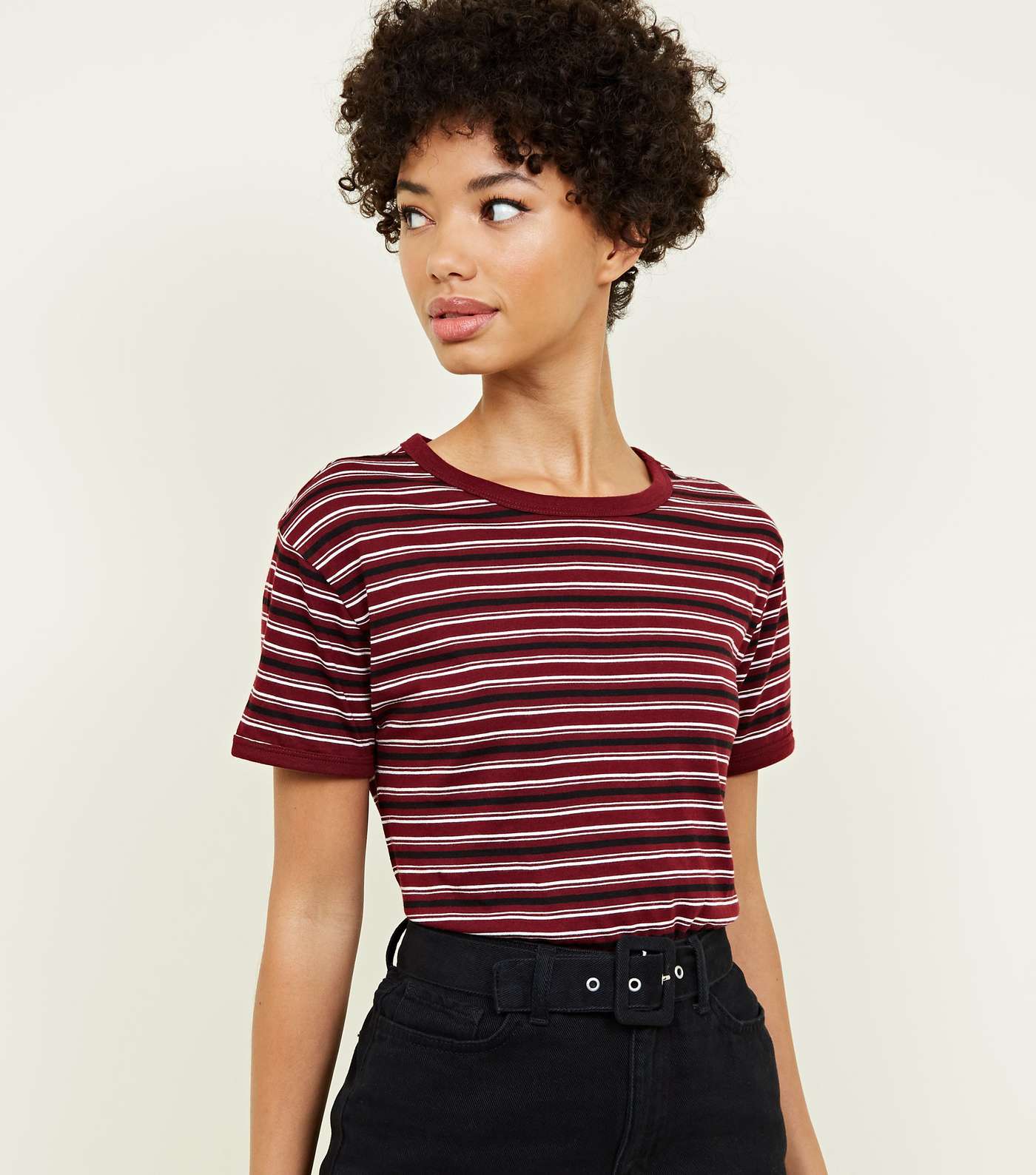 Burgundy Stripe Ringer T-Shirt