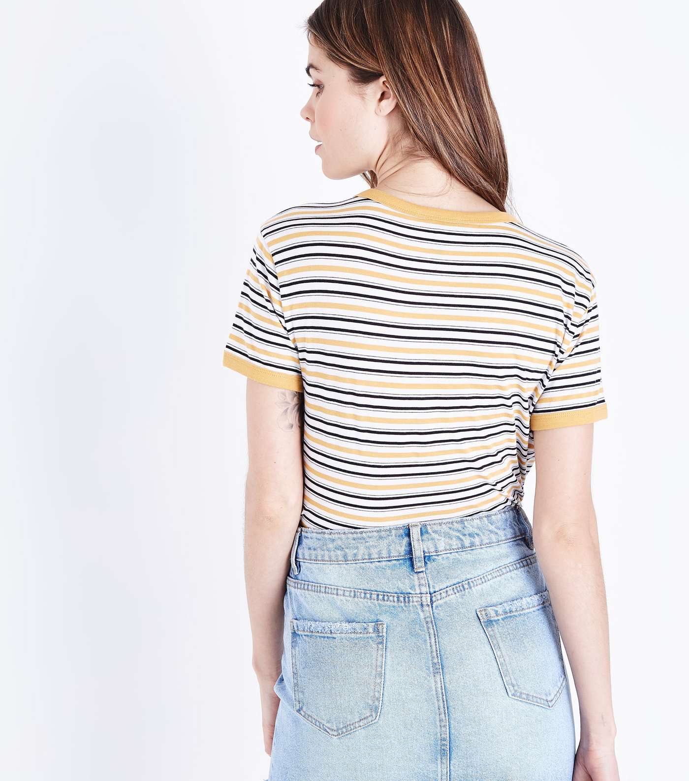 Yellow Stripe Ringer T-Shirt Image 3