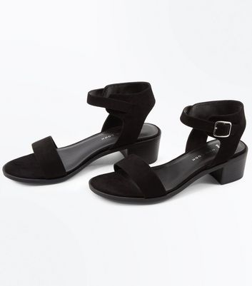 wide fit black low heels