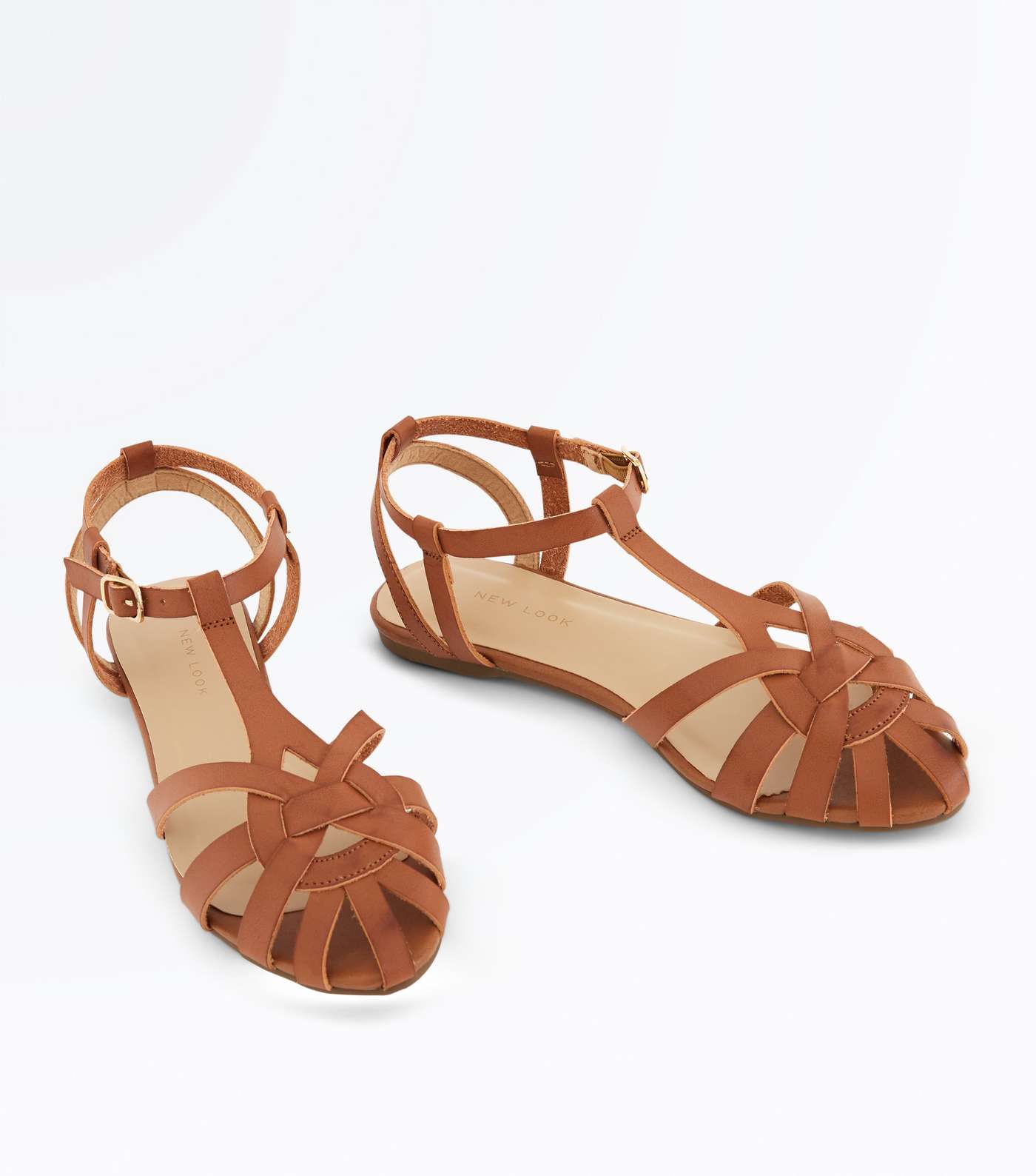 Tan Caged Flat Sandals  Image 4
