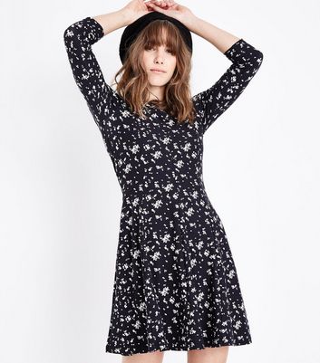 black floral dress new look