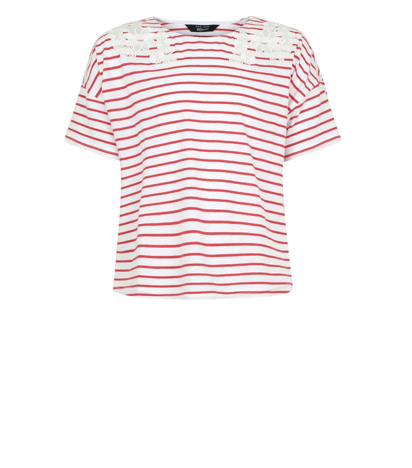 Teens White Contrast Stripe Floral Appliqué T-Shirt  Image 4