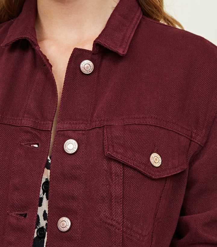 burgundy denim jacket womens