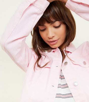 Pink denim hotsell jacket new look