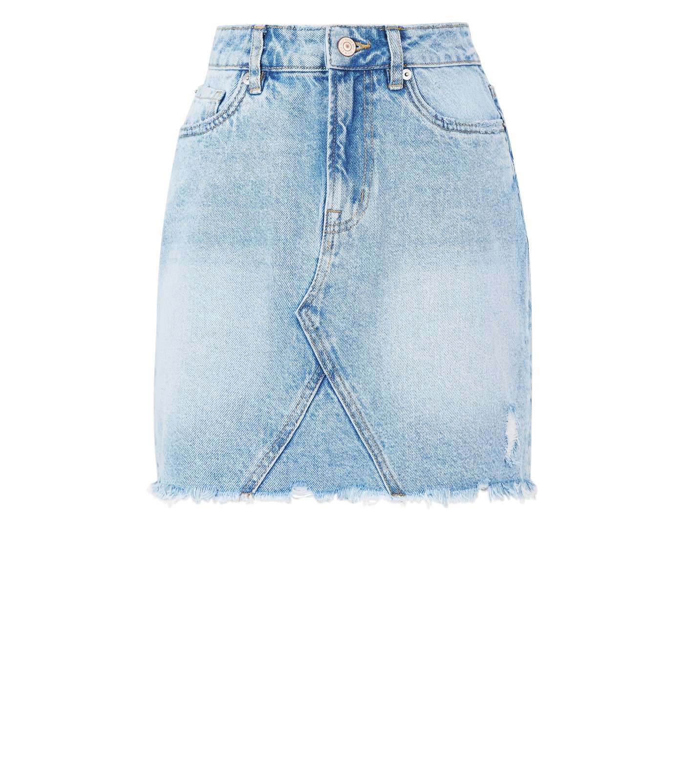 Bright Blue Cut Off Denim Mini Skirt Image 4
