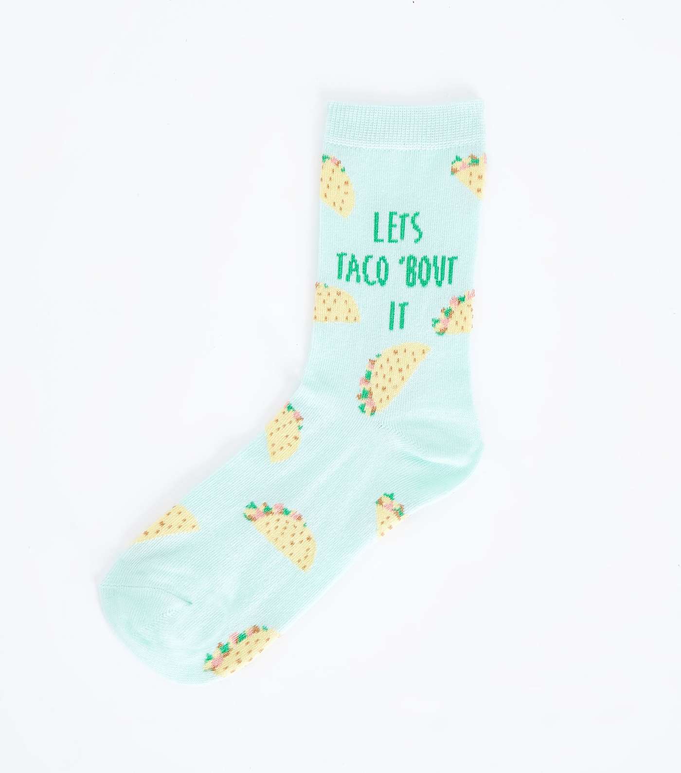 Mint Green Lets Taco 'Bout It Slogan Socks